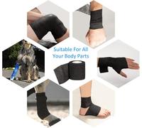 6 Rolls Of Cohesive Cohesive Bandage 5 Cm X 450 Cm Cohesive Sports Elastic Bandage Medical Vet Wrap For Wrists Ankle Hands Feet (Black)