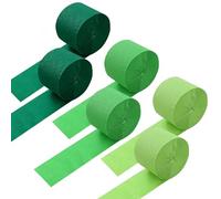 6 Rouleau de Papier Crépon Vert, Clair, Foncé, 4,5cm x 25m 3 Couleurs Crepe Paper, pour Noël, St Patrick, Thanksgiving, Mariages, Fournitures de Bricolage, Décorations d'anniversaire