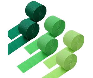 6 Rouleau de Papier Crépon Vert, Clair, Foncé, 4,5cm x 25m 3 Couleurs Crepe Paper, pour Noël, St Patrick, Thanksgiving, Mariages, Fournitures de Bricolage, Décorations d'anniversaire