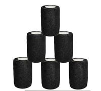 6 Rouleaux Bandage Autoadhésif Bande Cohésive Elastique Compresses non Tissées Strapping Immobilisation pour Poignet Genou Cheville Pied et Main 7,5 cm x 4,5 m (Noir)