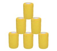 6 Rouleaux Bandage Autoadhésif Bande Cohésive Elastique Compresses non Tissées Strapping Immobilisation pour Poignet Genou Cheville Pied et Main 7,5 cm x 4,5 m (Jaune)