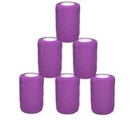 6 Rouleaux Bandage Autoadhésif Bande Cohésive Elastique Compresses non Tissées Strapping Immobilisation pour Poignet Genou Cheville Pied et Main 7,5 cm x 4,5 m (Violet)
