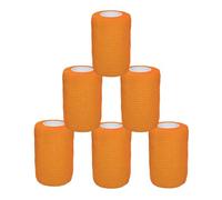 6 Rouleaux Bandage Autoadhésif Bande Cohésive Elastique Compresses non Tissées Strapping Immobilisation pour Poignet Genou Cheville Pied et Main 7,5 cm x 4,5 m (Orange)