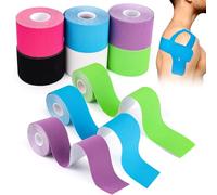 6 Rouleaux Bande Adhesive Elastique Kinésiologie, Bandes de Kinésiologie, Strap Body Tape Bandes de Kinésiologie, 5m x 5cm, Étanche, pour Genou Articulations et Maintien Musculaire (6 Couleurs)