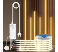 6 rouleaux COB LED 12V 1M,Bande COB LED Strip coupable à la longueur souhaitée avec interrupteur tactile et variateur manuel,adaptée aux armoires de cuisine,présentoirs,étagères(Blanc chaud,1M)