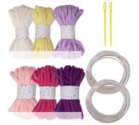 6 rouleaux de corde tressée creuse de couleurs, Combination 3 | Comprend une aiguille à gros chas et un fil de sculpture pour le tricot artisanal et le jardinage de décoration