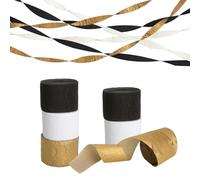 6 Rouleaux de Papier Crépon Coloré, Bande Décorative en Papier Crépon, Rouleaux Serpentin en Papier Or Crépon Doré, Rouleaux de Serpentins en Papier Crépon Noire pour Carnaval, Événements Festifs
