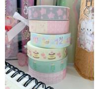 6 ROULEAUX de ruban décoratif de série Spring Pull Strip avec nœud, ruban mignon pour cahier, 1,2 cm de largeur, 35 cm de boucle, 3 m de longueur, Rentrée scolaire Taille UniquePapetier