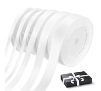 6 Rouleaux de Ruban Satin Blanc, 6/10/15/20 mm x 22 m Ruban Cadeau en Satin Blanc, Rubans Décoratif en Polyester pour Emballage Cadeau Gâteaux Décoration de Mariage Anniversaire Maison