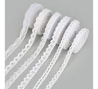 6 Rouleaux Dentelle Blanche Vintage, Ruban Blanc DIY, Bordure en Dentelle pour Déco d'Anniversaire Bricolage Artisanat, 4.5m/Rouleau