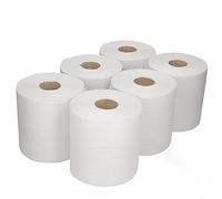 6 Rouleaux d'essuie mains 2 plis 450 formats en papier blanc gauffrés avec dévidage central fabrication française en 100% cellulose eco label
