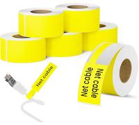 6 Rouleaux d'Étiquettes Thermo Autocollantes 25x78mm Étiquettes Jaunes pour Imprimantes d'Étiquettes Autocollants pour Marquage de Câbles,Décoration et Bijoux 100 Étiquettes/Rouleau