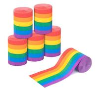 6 Rouleaux Papier Crépon Coloré Arc-en-Ciel, Serpentins en Papier Crépon pour Fête, Mariage,Anniversaire, Pride, Papier Streamers Décoratif,Ruban Crêpe DIY,Décorative pour Artisanat, Festival（10mx6cm）