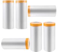 6 Rouleaux Papier de Masquage Peinture, 110 cmx20m/150cm x 20m/180cm x10m Bache de Protection Peinture Transparente, Masker avec Ruban de Adhésifs Masquage Peinture, pour Meuble de Protection