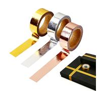 6 Rouleaux Ruban Adhésif Décoratif En Feuille Washi Tape 15 mm x 5 m Or Argent Or Rose Pour Scrapbooking, Emballage Cadeau Et Artisanat DIY Avec Finition Métallique Étincelante Et Adhérence Facil