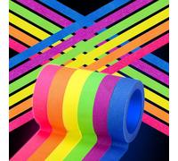 6 Rouleaux Ruban Adhésif Fluorescent UV, 5m x 15mm Fluorescent Tape, Scotch Fluorescent, Scotch Phosphorescent pour Décorations de Vacances, L'artisanat (6 Couleurs, 5m par Couleur)