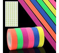 6 Rouleaux Ruban Néon UV Fluorescent Gaffer (15mm x 5m), Adhésif Fort Tape Sans Traces pour Décoration Fête, Halloween, Blacklight Party & Projets Artisanat