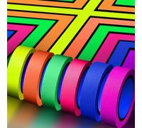 6 Rouleaux Ruban Néon UV Fluorescent pour Lumière Noire, Gaffer Tape, Blacklight Réactif Bande, Glow in the Dark Tape, Pour Décorations de Vacances, L'artisanat (2CM*30M)