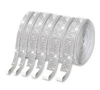 6 Rouleaux Ruban Strass Autocollant, 3 Largeurs Strass Autocollant, Ruban Scintillant Argenté pour DIY Décoration Fête Artisanat