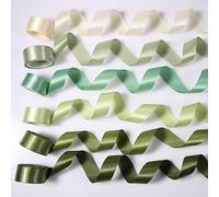 6 Rouleaux Satin pour Bouquet de Fleurs, 25mm x 27,4m Double Face Ruban Mariage Vert de Soie pour Décoration Artisanale, Baby Shower, Fêtes, Rendez-Vous (6 Couleurs)