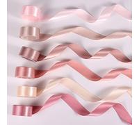 6 Rouleaux Satin pour Bouquet de Fleurs, 25mm x 4,6m Double Face Ruban Mariage Rose de Soie pour Décoration Artisanale Baby Shower Fêtes Rendez-Vous (6 Couleurs)