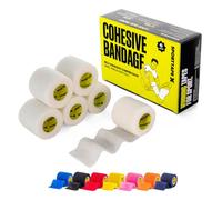 6 Rouleaux SPORTTAPE Bande cohésive blanc 5 cm x 4,5 m | Bandage auto-adhésif élastique football pour chaussettes et protège-tibias | Compression légère, maintien sportif & vétérinaire professionnel