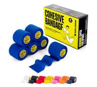6 Rouleaux SPORTTAPE Bande cohésive bleu 5 cm x 4,5 m | Bandage auto-adhésif élastique football pour chaussettes et protège-tibias | Compression légère, maintien sportif & vétérinaire professionnel