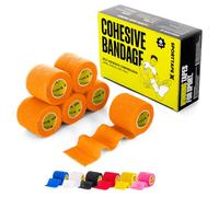 6 Rouleaux SPORTTAPE Bande cohésive orange 5 cm x 4,5 m | Bandage auto-adhésif élastique football pour chaussettes et protège-tibias | Compression légère, maintien sportif & vétérinaire professionnel