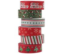6 Rouleaux Washi Tape Rouge Noël Ruban Adhésif Papier Décoratif Masking Tape Scrapbooking DIY Christmas Tape 10m x 15mm