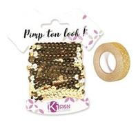 6 ruban de sequins doré 6 m + masking tape doré à paillettes 5 m - Youdoit Doré G