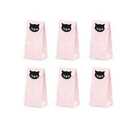 6 Sacs cadeaux en papier chaton roses 8 x 18 x 6 cm