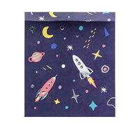6 Sacs cadeaux en papier space adventure 13 x 14 cm - Bleu - Taille Unique