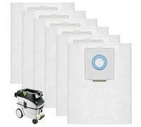 6 sacs d'aspirateur pour Festool CT 36/ CTM 36 E/CTL 36 E, sacs de filtre de rechange à 5 couches pour Festool 496186, sac de filtre de grande capacité pour extracteur de poussière, pièces de rechange