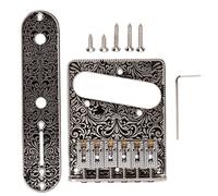 6 Saddle Bridge Replacement for Electric Guitar, Metal Guitar Bridge Set with Iron Plate and Spanner Wrench, Compatible with Standard Electric Guitars, Corrosion - Resistant Silver