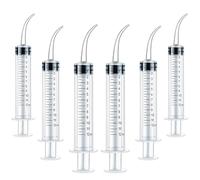 6 Seringues plastique,Réutilisable Irrigation seringue Incurvée de 12 ml avec mesure,pour les soins dentaires,les soins des animaux domestiques et le nettoyage bucco-dentaire