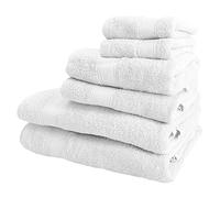 6 serviettes de bain: 2 serviettes de courtoisie 30x50; 2 serviettes de lavabo 50x90; 2 serviettes de douche 70x140cm 450 gr / m2 100% coton blanc