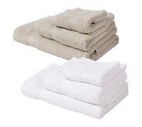 6 serviettes de bain: Couleur blanc et topo: serviettes à cordesrie 30x50; de l'évier 50x90; de douche 70x140 cm; 450 GR / M2 100% coton
