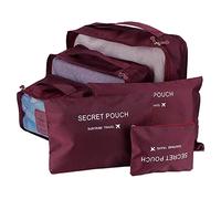 6 Set Packing Cubes, Travel Storage Bags Luggage Organizer Bags Suitcase Packing Organizer Travel Packing Cubes Set Suitcases Bags (Wine Red)