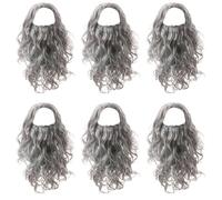 6 Set Perruque De Magicien En Gris En Set Avec Barbe Grise - Perruque Et Barbe Longue Perruque | Pour Halloween Carnaval Déguisement Fête À Thème Cosplay Perruque Adulte