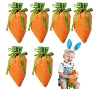 6 Set Sac de Paques Carotte, 4 Pcs Sachets Paques en Velours, Sac de Paques Jeune Charmant en Forme de Carotte, pour Enfants Emballer Bonbons et Oeufs