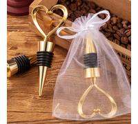 6 sets (12 pièces) - (1 set = 1 bouchon de vin en forme de cœur + 1 sac en organza), bouchons de vin en forme de cœur, cadeaux de mariage pour la mariée, faveurs pour les invités. Bouchons de vin en p