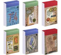 6 sets 300 pièces Livre de stickers washi, set de stickers esthétique vintage pour journalisation, scrapbooking, décoration de bullet journal, timbres, fleurs, thème de billets, stickers pour agenda,