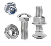 6 Sets Boulons de carrosserie Φ10 mm et écrous hexagonaux à bride avec dents de blocage crantées en INOX304,Vis à tête carrée (M10x35mm)