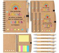 6 Sets Cadeaux De Remerciement Pour Maîtresses Cadeaux D'adieu Pour Éducateurs Enseignants Bloc-Notes Lignés Stylos Notes Autocollantes Pour Adieu École Maternelle Primaire Noël