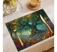 6 Sets de Table en Lin Le Livre De La Jungle,30 x 45 cm Set de Table Lavable, Illustrations De Contes De Fées,à la Cuisine, à la Salle à Manger