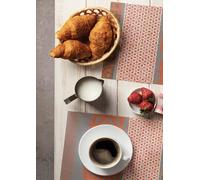 6 Sets de Table Jacquard enduits Anti-Tache Azulejos Orange 35 x 50 cm