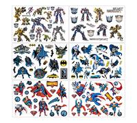 6 Sheets Ensemble de tatouage temporaire Superman Batman Transformer Faux autocollants de tatouage temporaires imperméables pour sacs-cadeaux