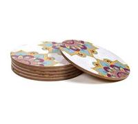 6 sous-verres ronds Mandalas turquoise G
