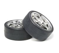 Tamiya 53960 6 Spoke Plated Wheels & Drift Tyre Type D 26mm (2pcs) - RC Car Spar