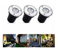 6 Spots Encastrables Sol LED 3W Extérieur, 220V DC Inoxydable Rond, Blanc Chaud Lampadaire Extérieur